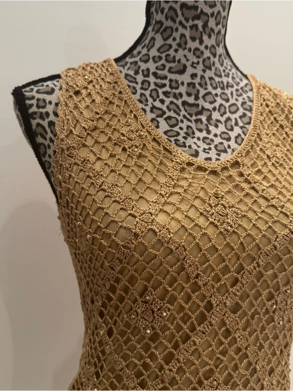 Sleeveless Crochet Tank Top Gold - Picture 4 of 5